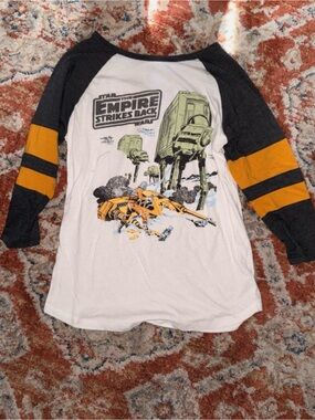 Star Wars Empire Strikes Back White, Black & Yellow Raglan Tee